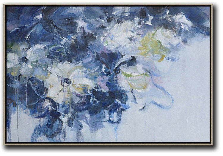 Horizontal Abstract Flower Painting Living Room Wall Art #ABH0A25 - Photo Art Kitchen Large